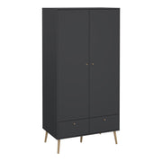 Cumbria Wardrobe with 2 Doors , including 2 Drawers Dark – Grey – image 1