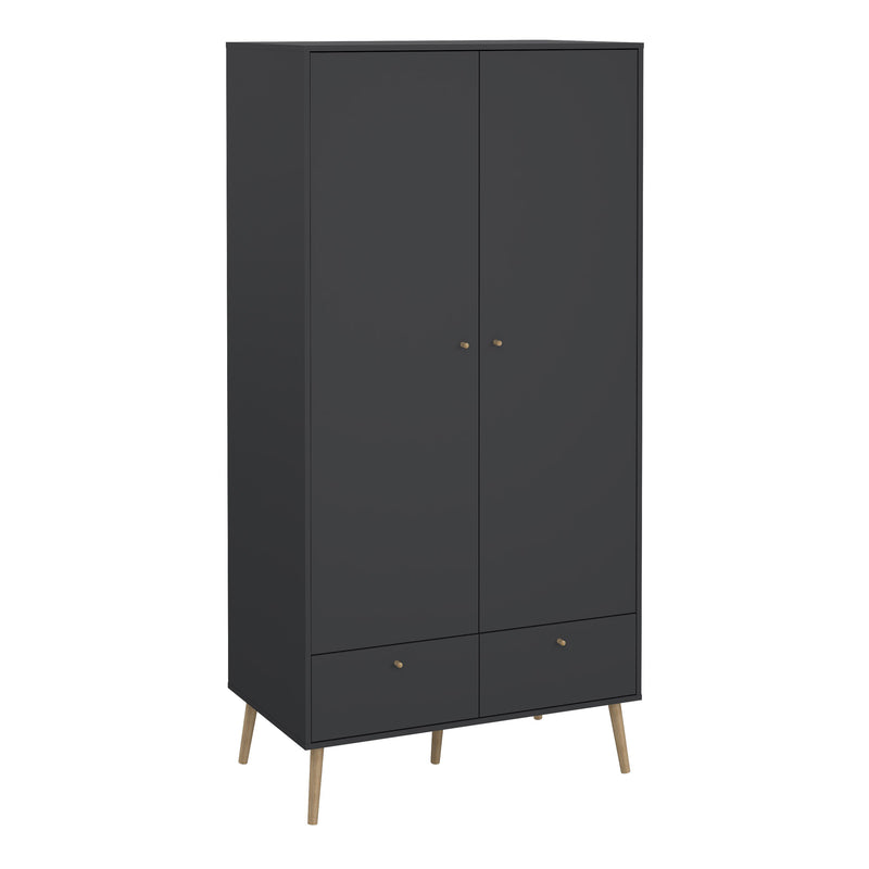 Cumbria Wardrobe with 2 Doors , including 2 Drawers Dark – Grey – image 1