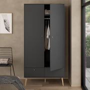 Cumbria Wardrobe with 2 Doors , including 2 Drawers Dark – Grey – image 10