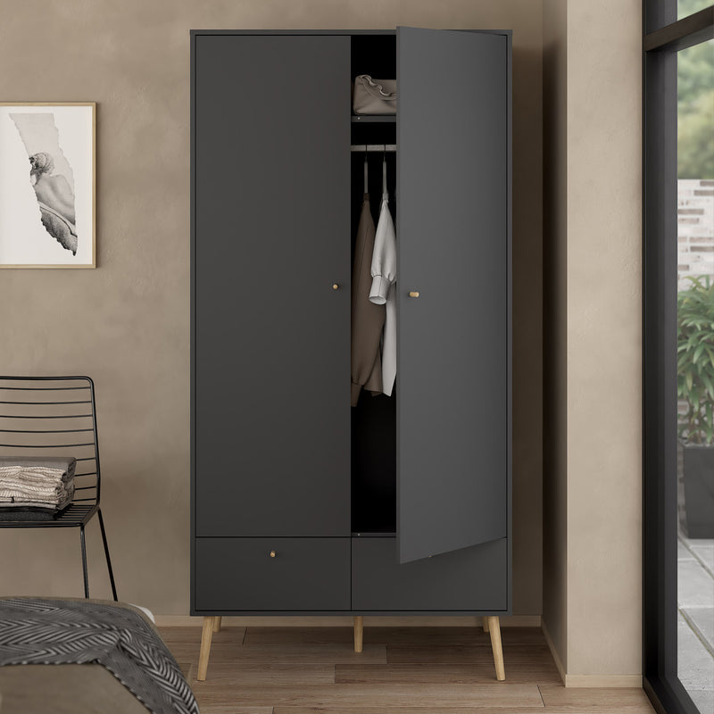 Cumbria Wardrobe with 2 Doors , including 2 Drawers Dark – Grey – image 10