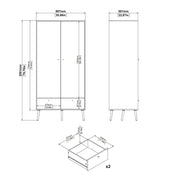 Cumbria Wardrobe with 2 Doors , including 2 Drawers Dark – Grey – image 13