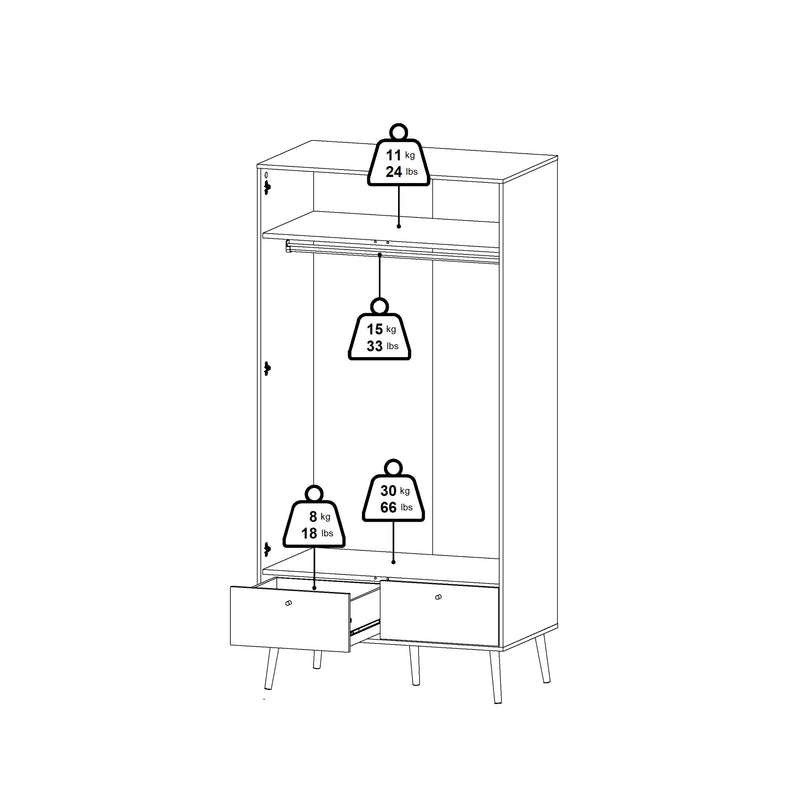 Cumbria Wardrobe with 2 Doors , including 2 Drawers Dark – Grey – image 15