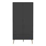 Cumbria Wardrobe with 2 Doors , including 2 Drawers Dark – Grey – image 2