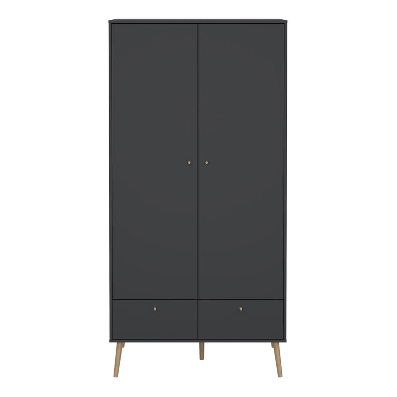 Cumbria Wardrobe with 2 Doors , including 2 Drawers Dark – Grey – image 2
