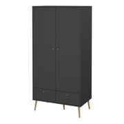 Cumbria Wardrobe with 2 Doors , including 2 Drawers Dark – Grey – image 3