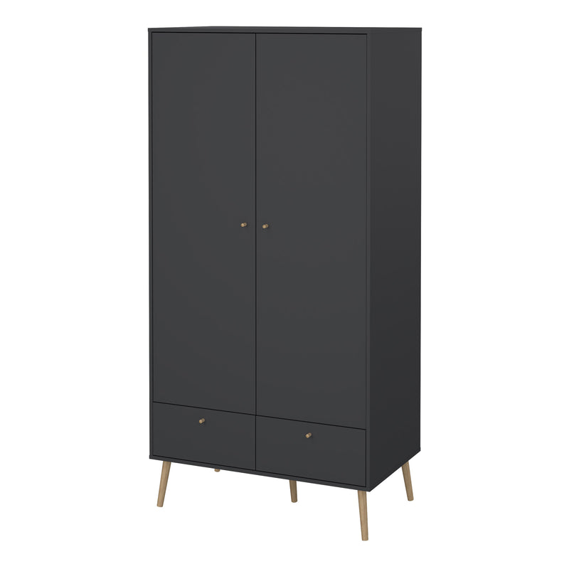 Cumbria Wardrobe with 2 Doors , including 2 Drawers Dark – Grey – image 3