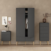 Cumbria Wardrobe with 2 Doors , including 2 Drawers Dark – Grey – image 7
