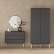 Cumbria Wardrobe with 2 Doors , including 2 Drawers Dark – Grey – image 8