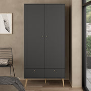 Cumbria Wardrobe with 2 Doors , including 2 Drawers Dark – Grey – image 9