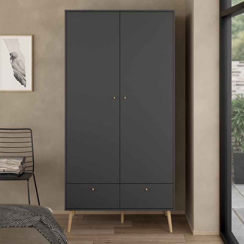 Cumbria Wardrobe with 2 Doors , including 2 Drawers Dark – Grey – image 9