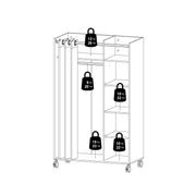 Uppsala Open Mobile Wardrobe Unit in Jackson with a Textile Curtain on Wheels – White – image 10