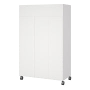 Uppsala Open Mobile Wardrobe Unit in Jackson with a Textile Curtain on Wheels – White – image 4