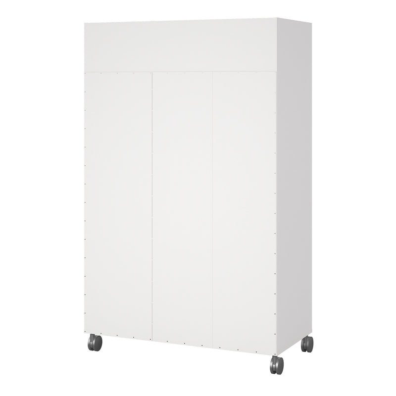 Uppsala Open Mobile Wardrobe Unit in Jackson with a Textile Curtain on Wheels – White – image 4