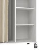 Uppsala Open Mobile Wardrobe Unit in Jackson with a Textile Curtain on Wheels – White – image 7