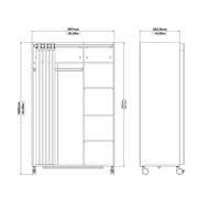 Uppsala Open Mobile Wardrobe Unit in Jackson with a Textile Curtain on Wheels – White – image 8