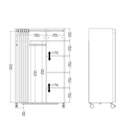 Uppsala Open Mobile Wardrobe Unit in Jackson with a Textile Curtain on Wheels – White – image 9