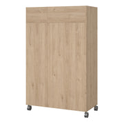 Uppsala Open Mobile Wardrobe Unit in Jackson with a Textile Curtain on Wheels – Hickory Oak – image 4