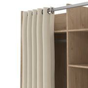 Uppsala Open Mobile Wardrobe Unit in Jackson with a Textile Curtain on Wheels – Hickory Oak – image 6