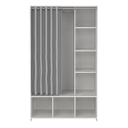 Uppsala Open Wardrobe Unit in Jackson with a Textile Curtain – White – image 2