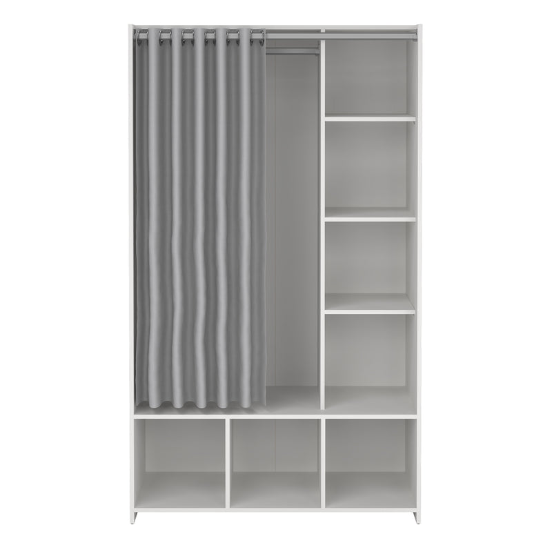 Uppsala Open Wardrobe Unit in Jackson with a Textile Curtain – White – image 2