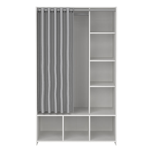 Uppsala Open Wardrobe Unit in Jackson with a Textile Curtain – White – image 2