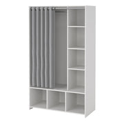 Uppsala Open Wardrobe Unit in Jackson with a Textile Curtain – White – image 3