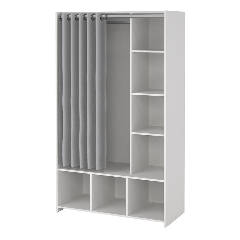 Uppsala Open Wardrobe Unit in Jackson with a Textile Curtain – White – image 3