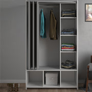 Uppsala Open Wardrobe Unit in Jackson with a Textile Curtain – White – image 5