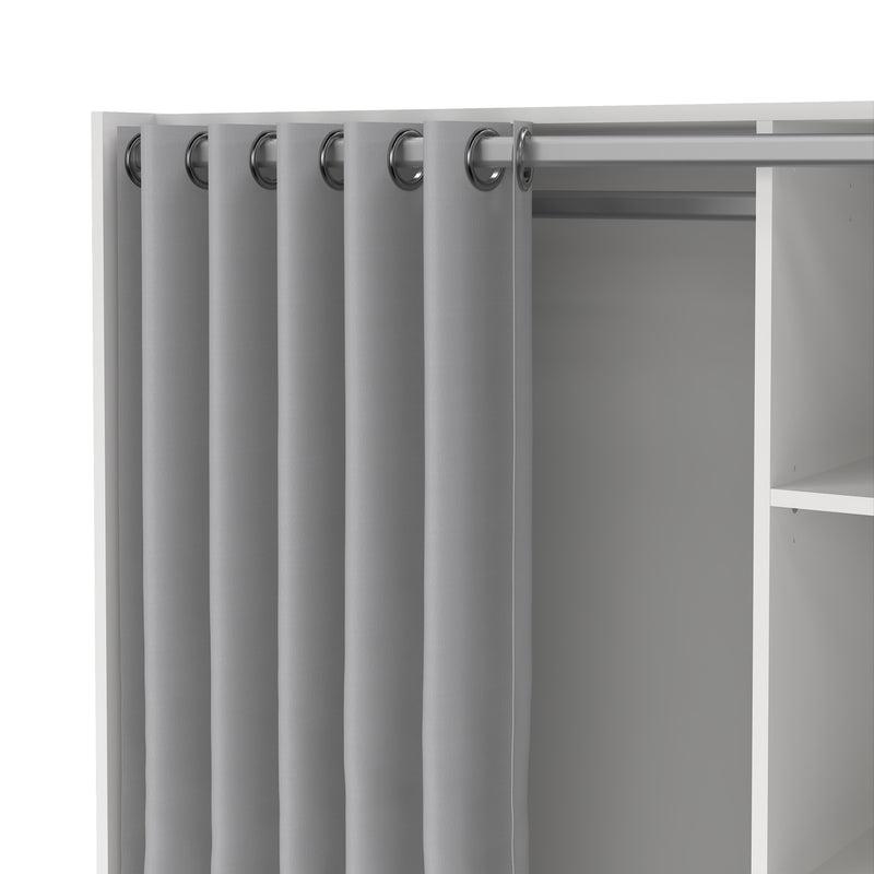 Uppsala Open Wardrobe Unit in Jackson with a Textile Curtain – White – image 6