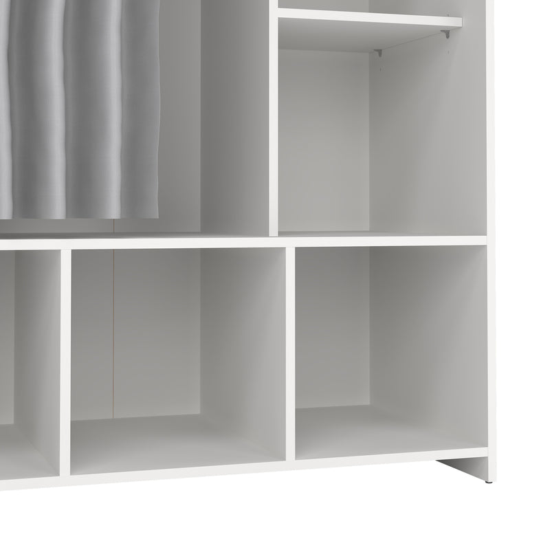Uppsala Open Wardrobe Unit in Jackson with a Textile Curtain – White – image 7
