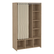 Uppsala Open Wardrobe Unit in Jackson with a Textile Curtain – Hickory Oak – image 1