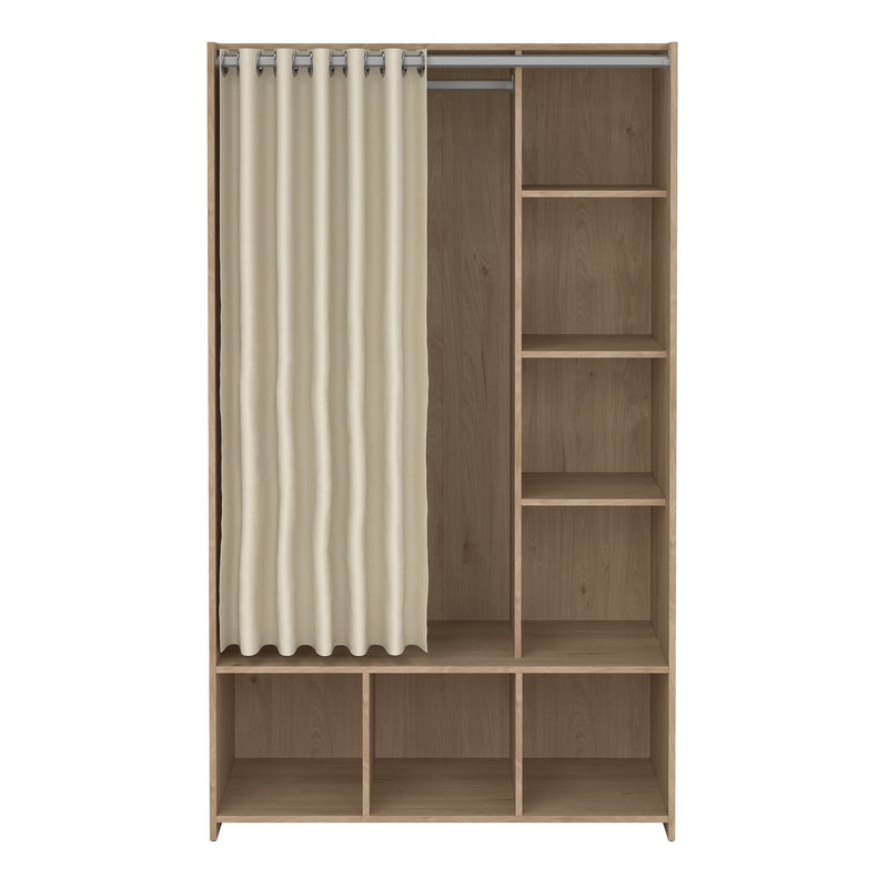 Uppsala Open Wardrobe Unit in Jackson with a Textile Curtain – Hickory Oak – image 2