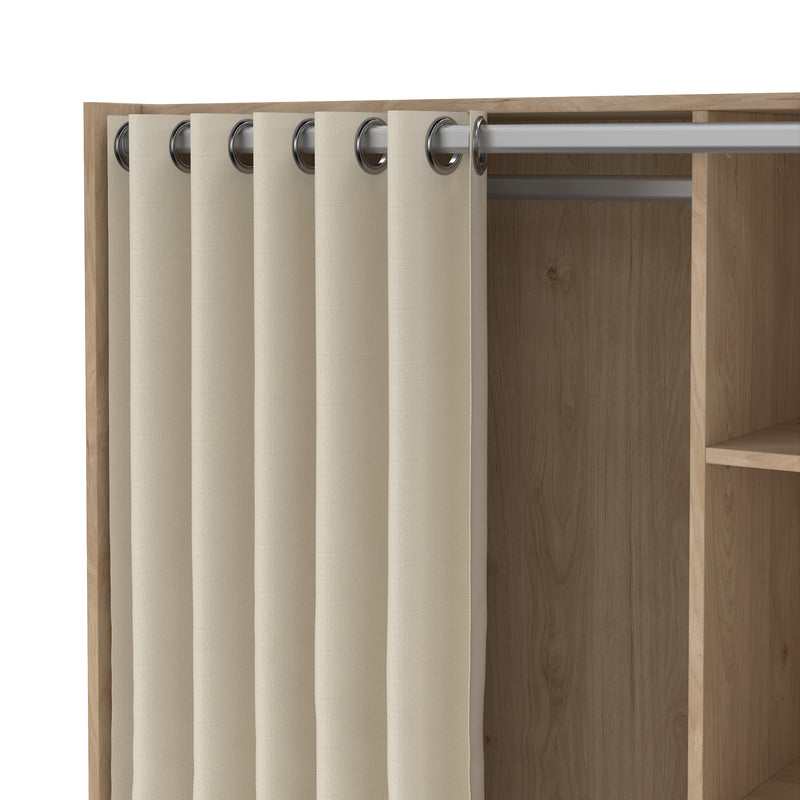 Uppsala Open Wardrobe Unit in Jackson with a Textile Curtain – Hickory Oak – image 6