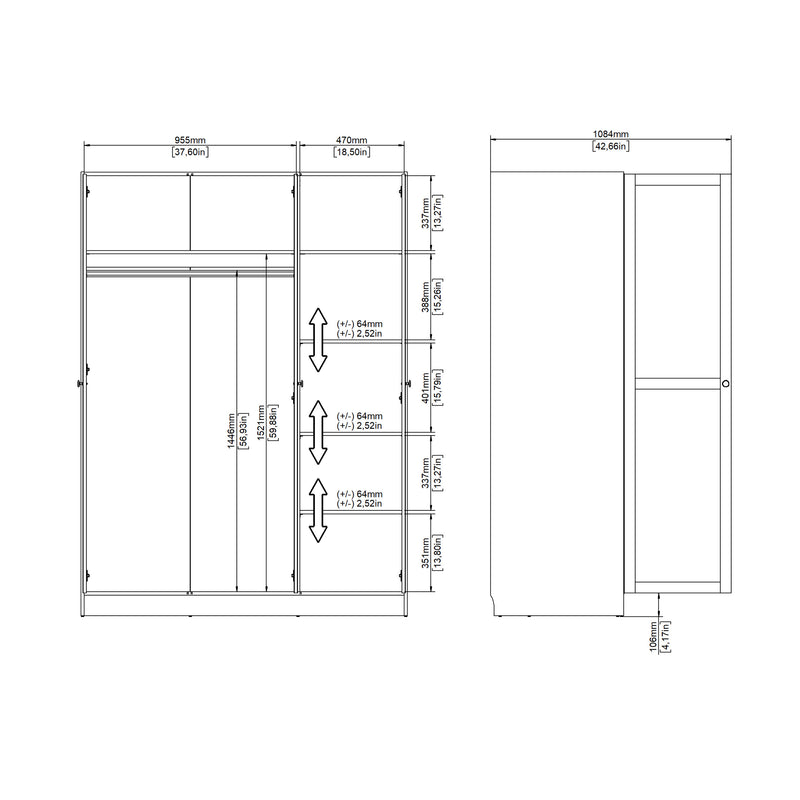 Brande Wardrobe with 3 Frame Doors in Jackson – White – image 13