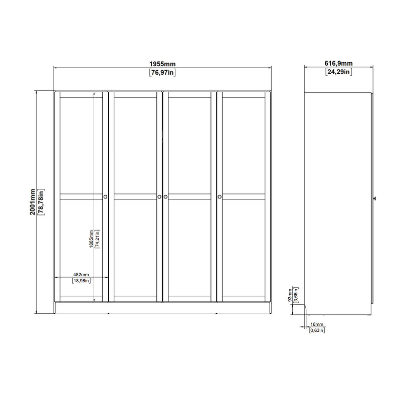 Brande Wardrobe with 4 Frame Doors in Jackson – White – image 12