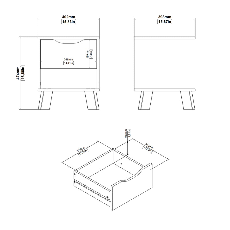 Ikast Nightstand 1 Drawer in Jackson Hickory and White – image 13