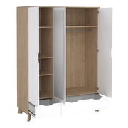 Ikast Wardrobe 3 Doors and 2 Drawers with Mirror in Jackson Hickory and White – image 6