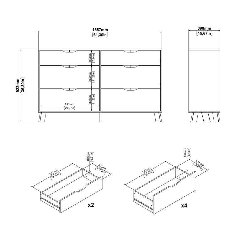 Ikast 6 Drawers Double Dresser in Jackson Hickory and White – image 12