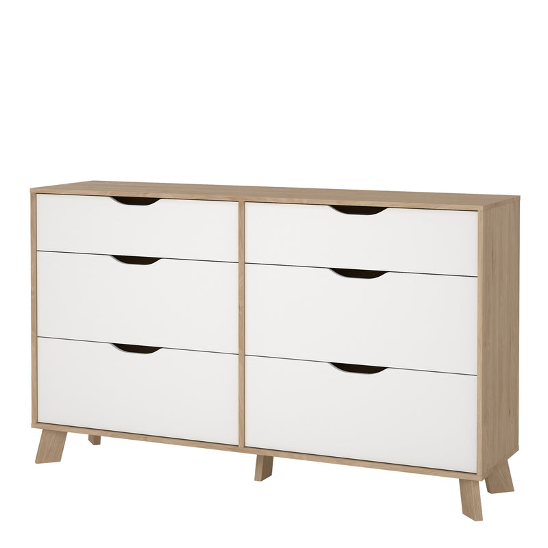 Ikast 6 Drawers Double Dresser in Jackson Hickory and White – image 3