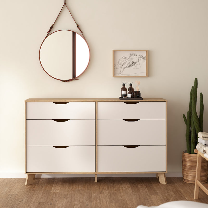 Ikast 6 Drawers Double Dresser in Jackson Hickory and White – image 9
