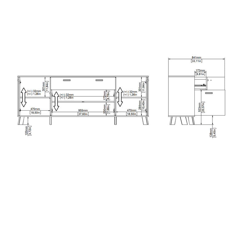 Ikast Sideboard 4 Doors + 1 Drawer in Jackson Hickory and White – image 12
