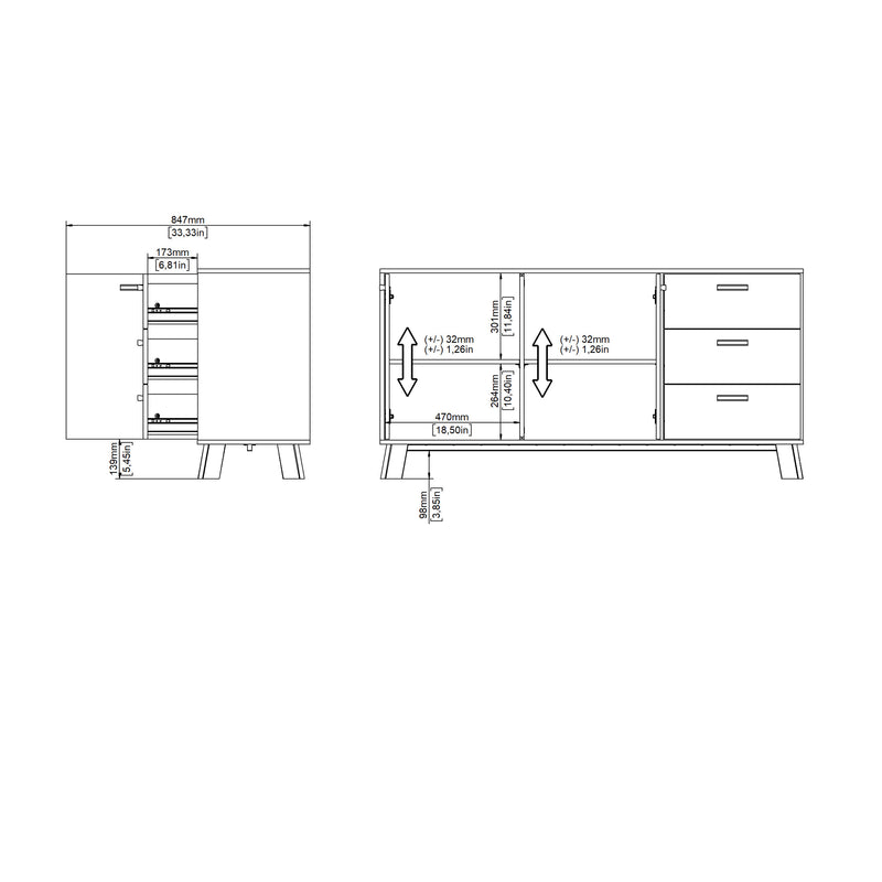 Ikast Sideboard 2 Doors + 3 Drawers in Jackson Hickory and White – image 12