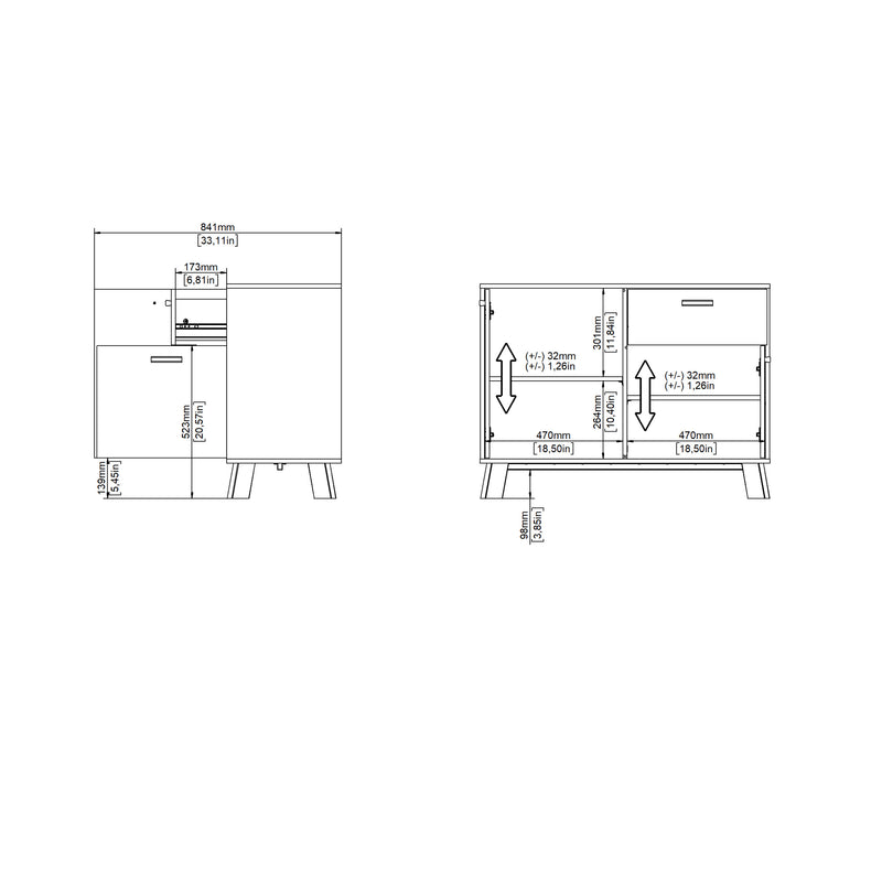 Ikast Sideboard 2 Doors + 1 Drawer in Jackson Hickory and White – image 12