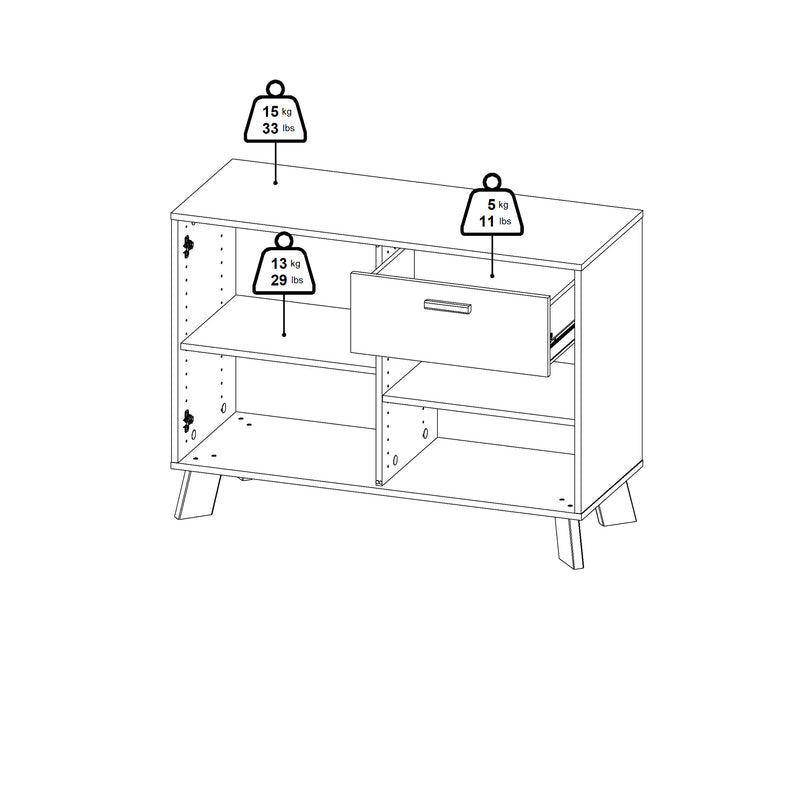 Ikast Sideboard 2 Doors + 1 Drawer in Jackson Hickory and White – image 13