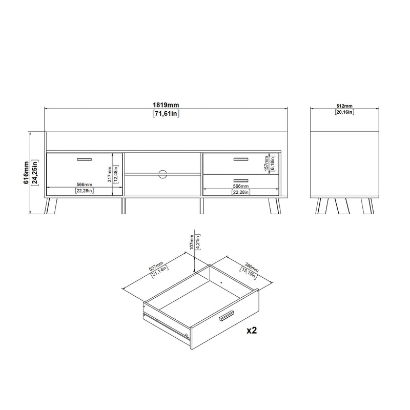 Ikast TV-unit with 1 Door + 2 Drawers in Jackson Hickory and White – image 11