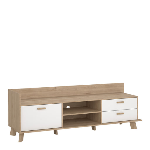 Ikast TV-unit with 1 Door + 2 Drawers in Jackson Hickory and White – image 1