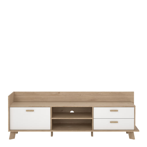 Ikast TV-unit with 1 Door + 2 Drawers in Jackson Hickory and White – image 2