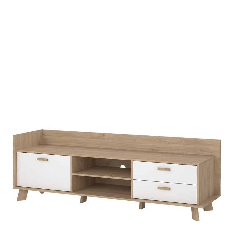 Ikast TV-unit with 1 Door + 2 Drawers in Jackson Hickory and White – image 3