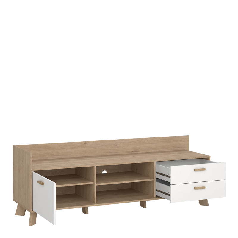 Ikast TV-unit with 1 Door + 2 Drawers in Jackson Hickory and White – image 6
