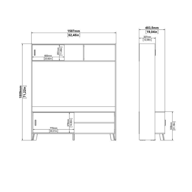 Ikast TV-Wall Unit with 2 Sliding Doors in Jackson Hickory and White – image 12